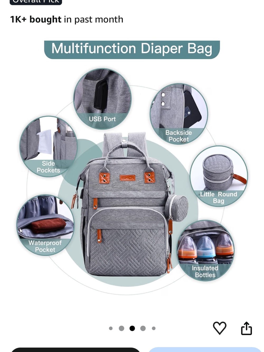 Multi-Function Baby Diaper Bag Backpack - Picture 2 of 4